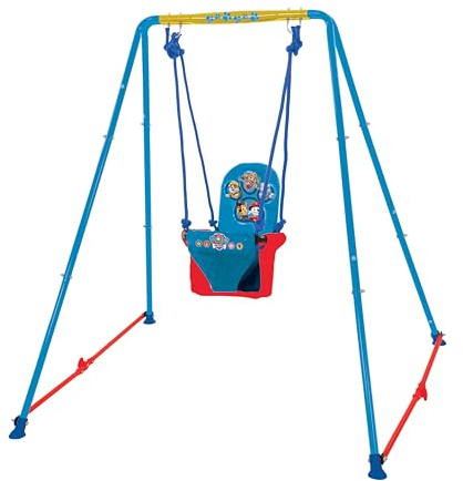 Paw Patrol Fast Folding Baby Swing Set | Indoor Outdoor Garden Toddler Swing | Adjustable Kids Swing Seat Playground Equipment | Baby Chair with High Back & Safety Harness | Easy Assemble | Ages 6-36m