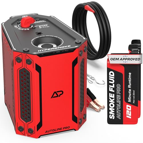 AutoLine Pro HyperSmoke™ Automotive Smoke Machine EVAP Vacuum Leak Tester – Adjustable Pressure – OEM Approved Smoke Fluid – Built-in Air Compressor Motor - Includes Smoke Fluid x2.
