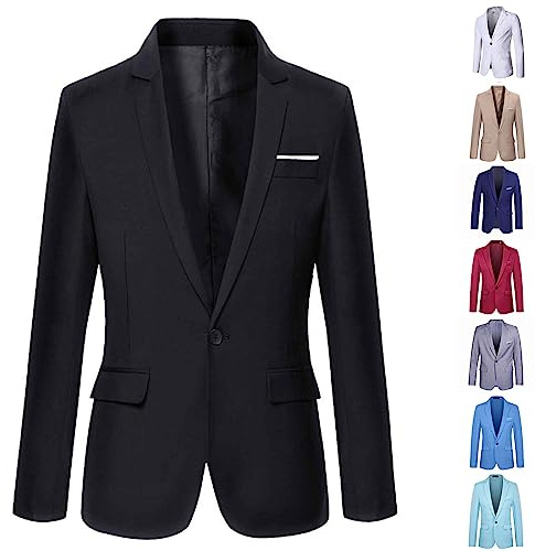 Boys Long Sleeve Slim Fit Blazer Suit - One Button Formal Dress Jacket for Business Wedding Party - Solid Color Outerwear