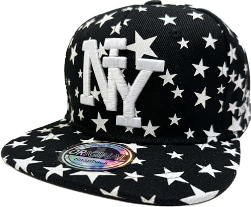 J26 barn SNAPBACK USA keps tonåring keps basebollkeps keps keps trucker cappy sport NY, Stjärna svart, one size