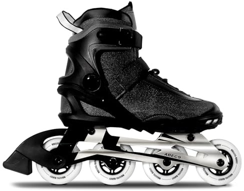 RollingBunny Inline Skates PRO for Adult Women - ABEC-9 Bearing with Breathable Lining for Male Female, Optional Brake, Size W 6-9, Black