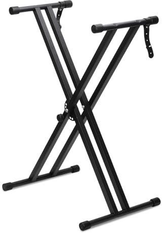 Dgddhjt Soporte de teclado para pianos electrónicos, en forma de X, doble punta, con correa de bloqueo y mecanismo de liberación rápida, soporte ajustable de 32 cm a 97 cm para 54, 61, 76 y 88 teclas