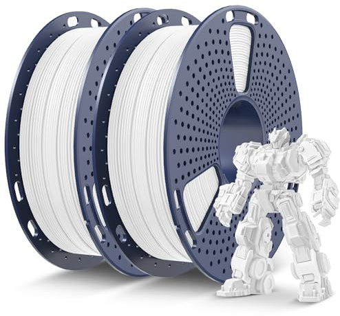 SUNLU PLA Plus-filament 1,75 mm 1 kg, uppgraderad PLA+ 3D-skrivarfilament, mått ± 0,02 mm, 0,5 kg x 2 spolar (2 x vit)