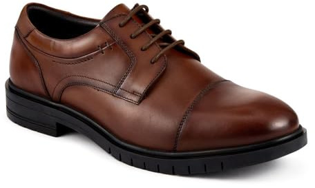Pavers Wide Fit Smart Leather Derby Shoes - Brown Size 10