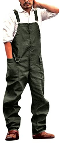 Generisch Peto para hombre, pantalones de trabajo holgados, monocolor, tallas grandes, tirantes, ocio, robusto, mono de trabajo con bolsillos multifunción, ropa de trabajo, pantalones antidesgarros