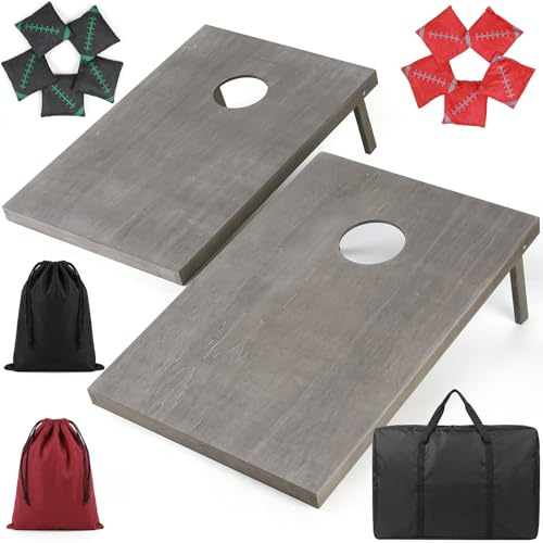 Cornhole - Juego de 10 bolsas y bolsa para jugar al aire libre, 90 x 60 cm, juego profesional de agujeros ciegos para adultos, niños, jardín, playa, camping, accesorios oficiales