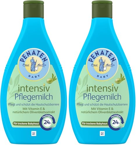 PENATEN Leche de cuidado intensivo, sin parabenos ni colorantes, para el cuidado personal del bebé y loción para bebés, el buen equipamiento inicial para recién nacidos, 400 ml (Paquete de 2)