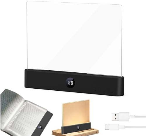 Kyduu Lampada da Lettura a LED Clip A Pannello, Luce Libro Lettura Notturna a LED Intelligente, Lampada Libro Piatta Luce Piatta A LED, Lucina Portatile per Leggere,Ricaricabile tramite USB (Nero)