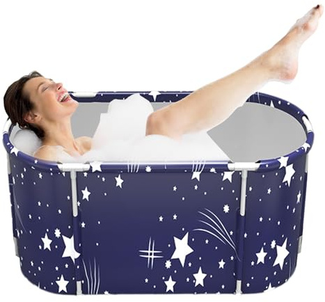 Bañera Plegable - Tela Compuesta + PVC, 47,24 X 21,65 X 19,69 Pulgadas Portátil Aislada Diseño Engrosado | Bañera Plegable Para Adultos Que Ahorra Espacio Para El Hogar, Espacios Pequeños, Camp
