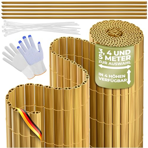KESSER® - Recinzione frangivista in PVC per balcone, 90x300 cm, protezione da sguardi indiscreti e dal vento, lamelle rinforzate per giardino, balcone e terrazza, con fascette, copertura e guanti