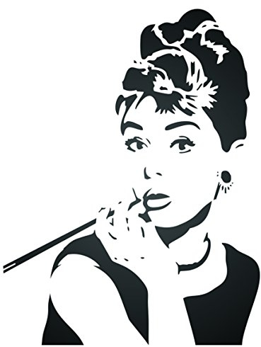 Craft Kreatively Audrey Hepburn Schablone – 25,5 x 33 cm – Wiederverwendbare Schauspielerin Star Breakfast at Tiffany's Wall Schablone zum Malen