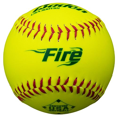 Baden USA (ASA) Fire - Pelotas de Softball de Lanzamiento Lento con Cubierta sintética - Pelotas de Alta Durabilidad de 11 Pulgadas para Juego competitivo | Paquete de 12