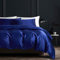 Boqingzhu Satin Bettwäsche 135x200cm Blau Dunkelblau Uni Glatt Glänzend Seide Luxus Bettwäsche Set Bettbezug und Kissenbezug 80x80cm mit Reißverschluss