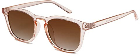 SOJOS Polarized Sunglasses for Women Men Classic Vintage Style Shades SJ2155 with Transparent Brown Frame/Gradient Brown Lens
