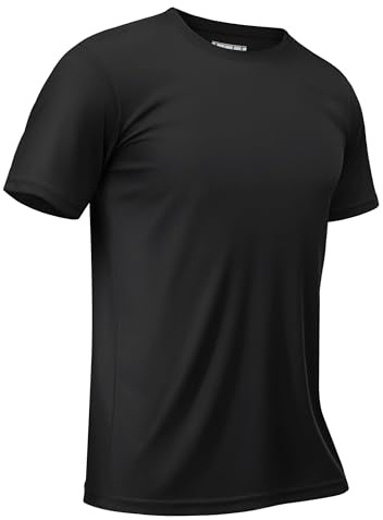 TACVASEN Maglia Palestra Uomo con Protezione UPF 50+ Maglietta Running Maniche Corte Maglia da Nuoto Maglia Nera Uomo (XL, Nero)