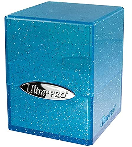 Ultra Pro - Frosted Cube Storage Box for Over 100 Trading Cards (Glitter Blue) - Protect your playing cards, sports cards or trading cards in a stylish glitter box