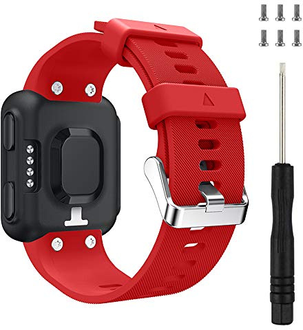 ACTECH Armband Kompatibel mit Garmin Forerunner 35/Garmin Forerunner 30/Garmin Forerunner 35J/Garmin ForeAthlete 35J, Silikon Strap Ersatzbänder Ersatz (Rot)
