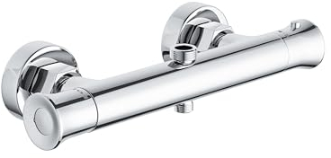 PURAGEIR Duscharmatur mit Thermostat,Armatur Dusche,Mischbatterie Dusche, 3/4 BSP (26,4 mm) Auslass Oben und 1/2 BSP (21 mm)