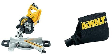 DEWALT - Scie à Onglet Radiale 230V - DWS774-QS - Scie Haute Performance avec Système XPS - Inclinaison de la Lame 48° - Lame Ø 216mm - Vitesse 6300tr/min - 1400W & DE7053-QZ Sac à poussière