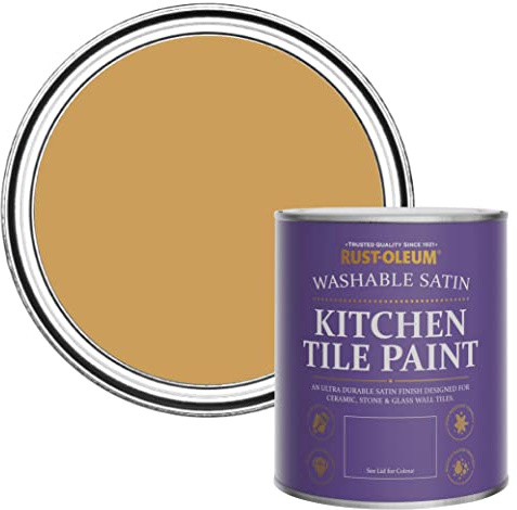 Rust-Oleum Yellow water resistant Kitchen Tile Paint in Satin Finish - Dijon 750ml