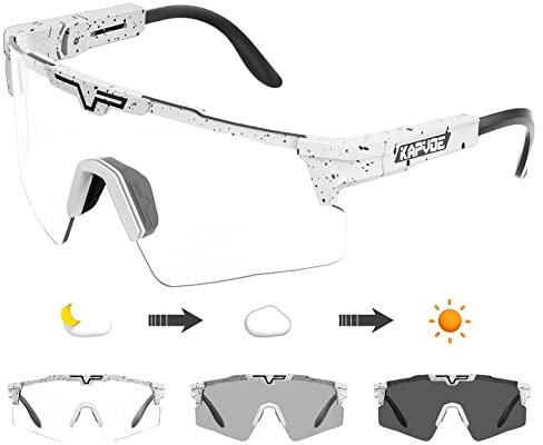KAPVOE Photochromic Cycling Glasses TR90 Sports Glasses Mountain Bike Sunglasses Men Women MTB Sunglasses Clear Bicycle Riding Glasses Biking Glasses Motorcycle Road Bike Glasses Running Dark Gray
