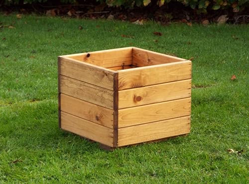 Charles Taylor Small Square Open Wooden Outdoor Planter, Flower Pot