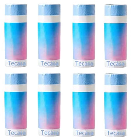 Tecasa Lot de 8 rouleaux de 160 sacs poubelle avec poignée de transport litière chat pour PETKIT Pura MAX et Pura X, durables et résistants