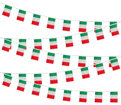 10 metri 40 pezzi Bandiera Italia Bandiera Italiana Striscione per Festa Nazionale Festa Festa Sfilate Coppa dei Campioni Giochi di Calcio Bar Decorazioni 21 x 14 Cm