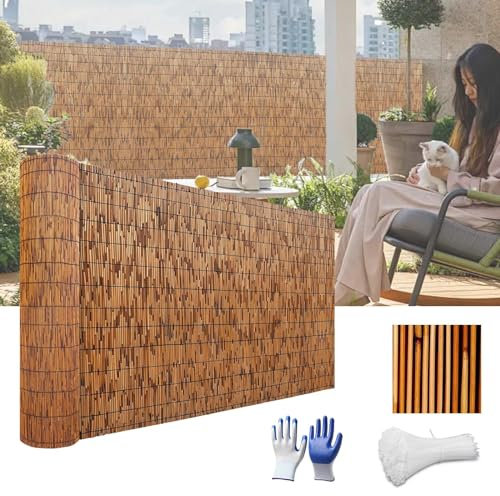 Ukkajovlex Recinzione Giardino Naturale Bamboo, Ombra 50-160cm, Schermo Protettivo Balcone, Bambo