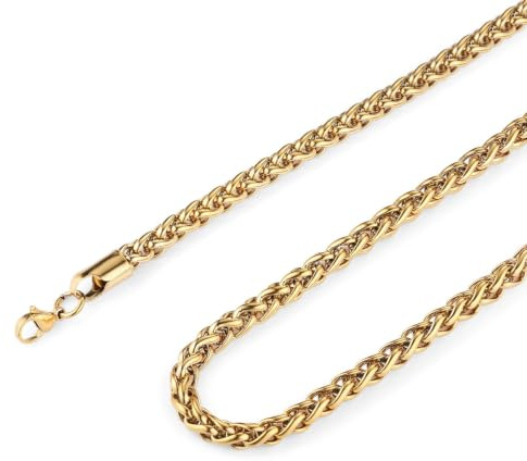 HZMAN Vetekedja i rostfritt stål för män kvinnor, vattentätt halsband, 18In, Metall, Ingen ädelsten