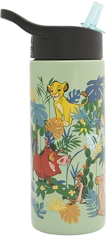 Disney Polar Gear - Borraccia in alluminio per bambini con cannuccia, 500 ml, con cannuccia, idea regalo per il rientro a scuola, con Simba, motivo: Re Leone