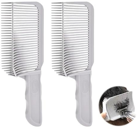 GUTERTOP 2 Stück Haarschneidekamm Übergang, Schablone Verstellbare Gebogenes Fade Comb, Übergang Kamm für Herren Salon Friseur Grau