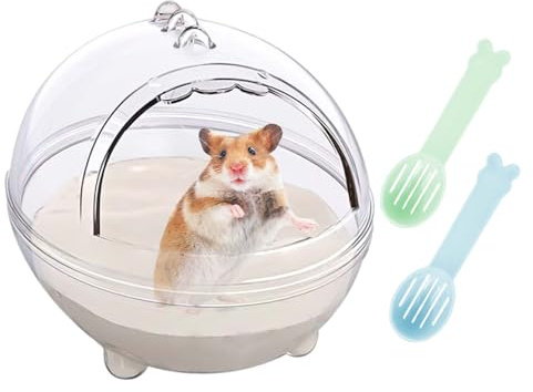 FDGGT 1 Pièce De Salle De Bain Transparente pour Petits Animaux De Compagnie Et 2 Pièces De Pelle À Sable pour Nettoyer Les Hamsters, Fournitures De Nettoyage pour Animaux De Compagnie