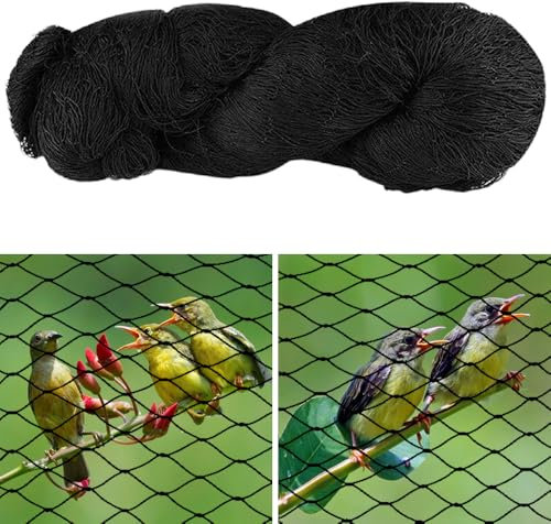 PLLYPE 15 x 15 m red antipájaros, red de aviario negro, red antipaloma, estanque contra las aves, malla de 5 x 5 cm de grandes, gallinero UV proteger huertos, árboles frutales