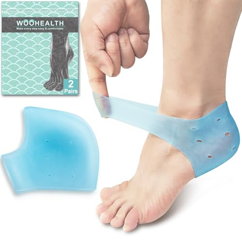 Silicone Heel Protectors for Cracked Heels, 4PCS Gel Blister Prevention for Boots, Heel Cushions for Plantar Fasciitis and Achilles Tendonitis Heel Pain Relif for Men and Women (Blue)
