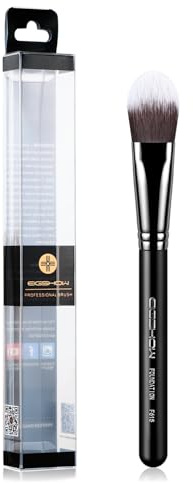 EIGSHOW Flat Foundation Face Makeup Brush for Liquid/Cream, Black (F615) | Professional Kabuki Foundation Brush Concealer Brush Vegan Soft Synthetic Bristle Copper Handle for Daily, Party & Travel Use
