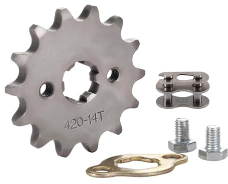 Enwye Pignone anteriore 420-14T, alesaggio 17 mm per mini quad ATV fuoristrada da 50 cc, 70 cc, 90 cc, 110 cc e 125 cc.