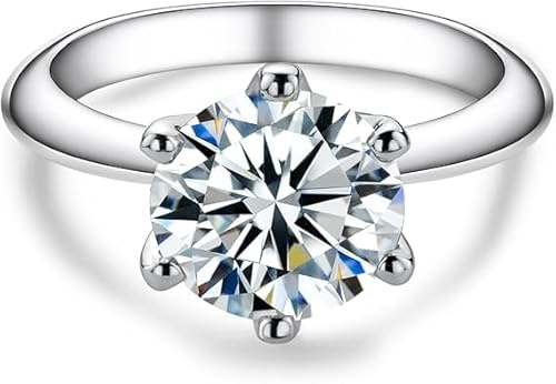 aomoso Bague pour Dames - 2CT Bague Solitaire en Moissanite - Avec Certificat, Argent 925, Moissanite de Haute Qualité, Couleur D, Grade VVS1,Convient pour : Date/Tous les Jours/Mariage/Anniversaire