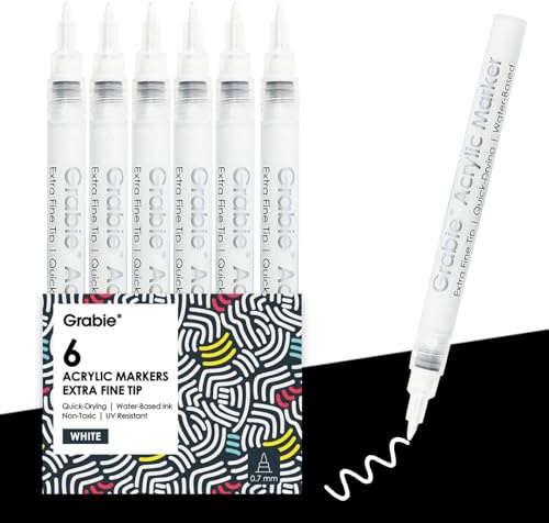 Grabie 6 marqueurs acryliques blancs, pointe extra-fine 0,7 mm