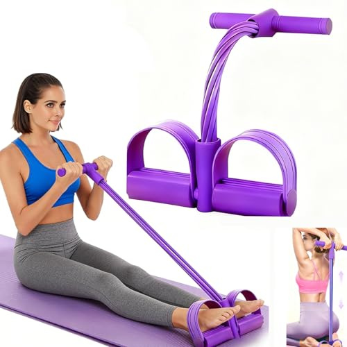 Kuchli Bande de Résistance Musculation 6 Tubes avec Pédale, Corde de Tension Multifonction - Élastique de Fitness Abdominaux, Cuisses, Bras - Équipement de Musculation et Yoga à Domicile (Violet)