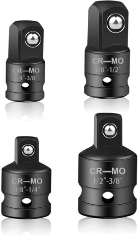 SOVYTH 4 Pezzi Adattatore per Bussola di Impatto, Set Chiavi a Bussola, Kit Riduttori per Bussola, Set Bussole per Avvitatore Makita, Milwaukee, Bosch(1/2 a 3/8|3/8 a 1/2|da 1/4 a 3/8|da 3/8 a 1/4)