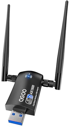 WiFi Adapter for Desktop PC：USB 3.0 AX1800 WiFi 6 Dongle 5Ghz/2.4Ghz Dual Band 5dBi High Gain Dual Antennas 802.11ax MU-MIMO Wireless Network Receive for Laptop Computer Supports Windows 11/10