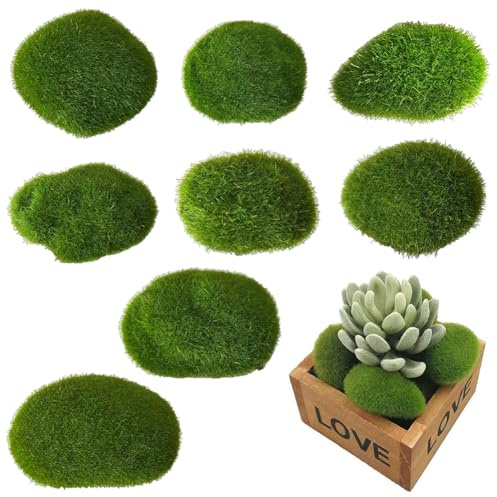 QYJMLH Pietre Artificiali di Muschio,8PCS Palline di Muschio Stabilizzato,Misure per Decorazioni FlorealiMuschio Rocce Pietre Verde Rocce da fare Composizioni Floreali Giardino Artigianato
