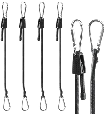 Adjustable Bungee Cords with Hooks, 100cm Bungee Cords with Carabiner Clips | Heavy Duty Long Bungee Straps with Hooks, for Securing Luggage, Camping Gear, Bike Racks, Car Roof, Mountaineering (4 Pack)