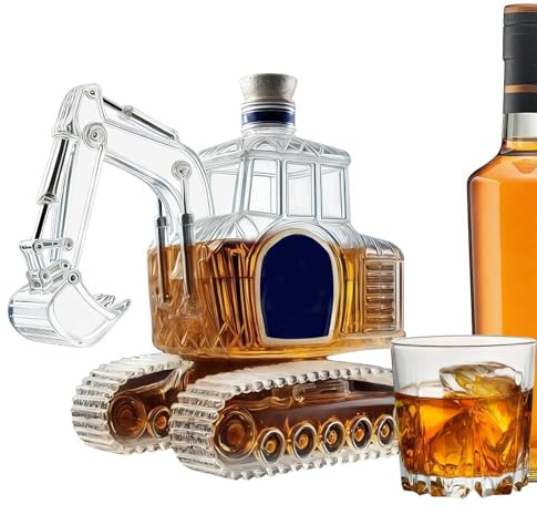Whiskey Dekanter Flaskan | Grävmaskinens Formad Glas Flaska Spriten Utgjutaren,Glasdetalj för Sprit | för Bourbon, Hemmabar, Farsdag, Bröllop, Inflyttning
