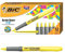 BIC Highlighter Grip, Textmarker in Gelb, mit abgeschrägter Spitze, mit Austrocknungsschutz, 12er Pack