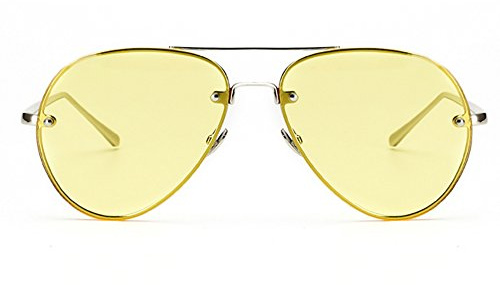 Freckles Mark Oversized Aviator Sunglasses Vintage Retro Gold Metal Frame Colorful Lenses 62mm (Yellow)