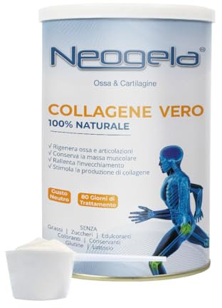 Neogela - 98% di Collagene Purissimo (Formato da 400gr, Prodotto Naturale) - Benessere Osseo e Articolare