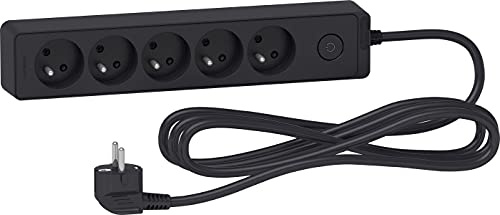 Schneider Electric - Odace - Rallonge multiprises 5 Prises 2P+T - Anthracite - 3m - ST9353B