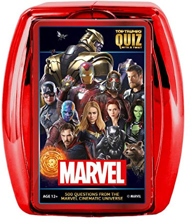Top Trumps Marvel Cinematic Universe Quiz Game, 500 questions to test your knowledge on Guardians of the Galaxy, Avengers, S.H.I.E.L.D, Wakanda and more, gift and toy for Boys and Girls Aged 8 plus